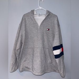 Vintage Grey Tommy Jeans Quarter Zip Hoodie
